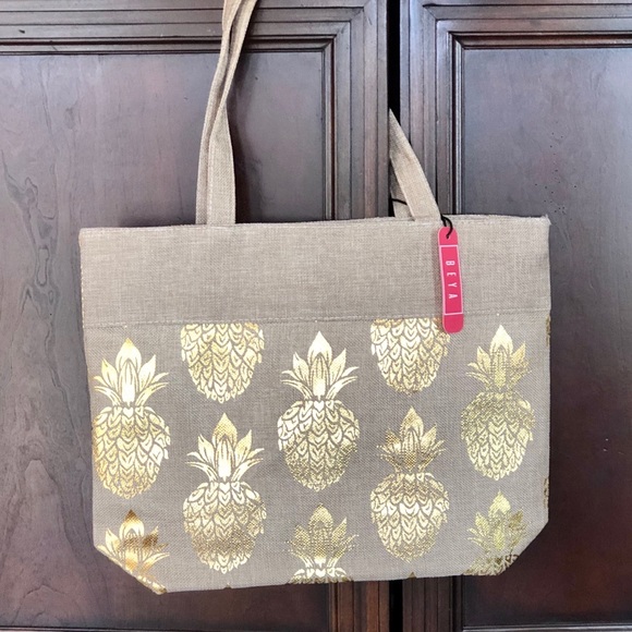 BEYA Handbags - Pineapple Gold Tone Tote Bag